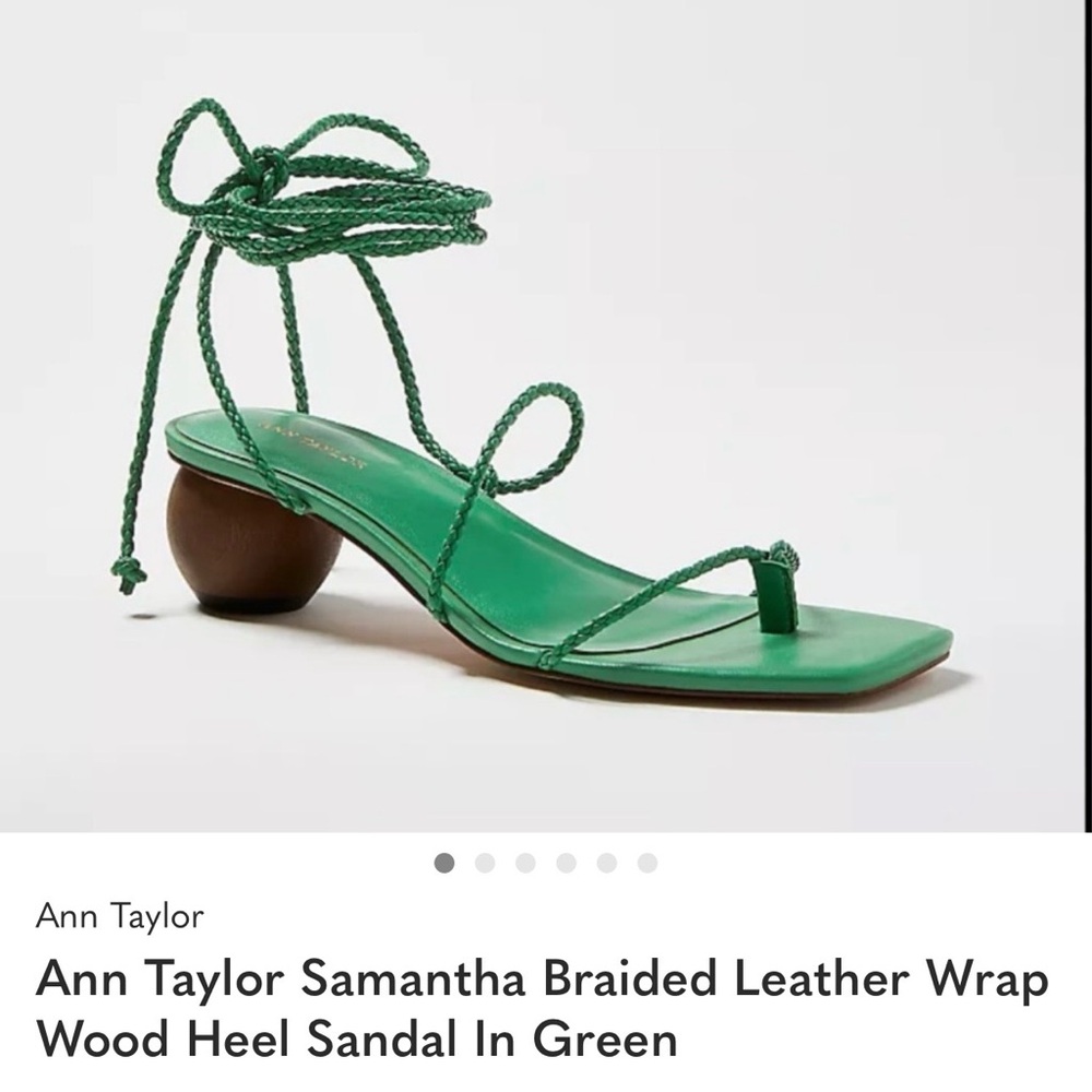 🦄🦄 ANN TAYLOR Emerald Green Strappy Sandals - Picture 6 of 6